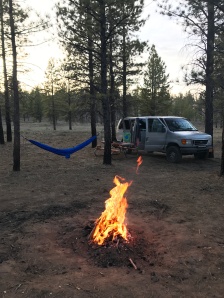 Fire + hammock + van